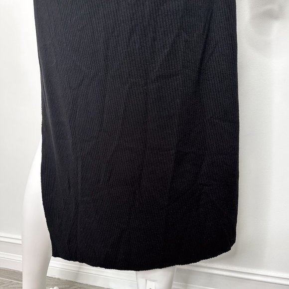 Revolve The Range Mock Neck Ribbed High Slit Long Sleeve Midi Dress in Black - Picture 13 of 14